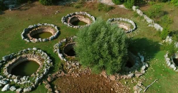 Roman wells aerial in Rajcice near Split — Stock Video