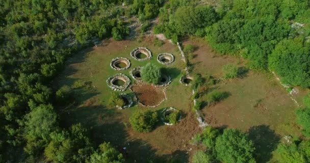 Roman wells aerial in Rajcice near Split — Stock Video