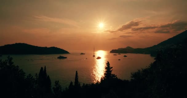 Vista panorámica de la puesta de sol de Dubrovnik — Vídeo de stock