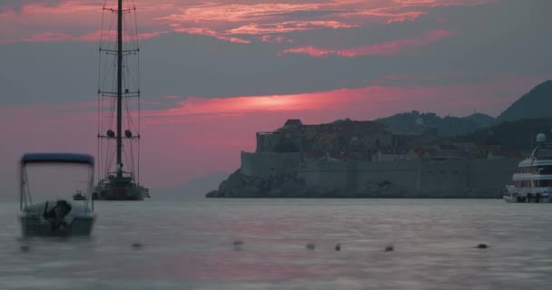 Dubrovnik old town sunset panorama timelapse — Stock Video