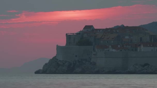 Dubrovnik Altstadt Sonnenuntergang Panorama Zeitraffer — Stockvideo