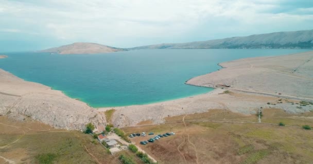 Île de Pag paysage avec une plage, Croatie — Video