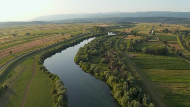 Vue aérienne de la rivière Cetina, Croatie — Video