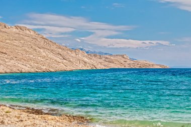 Hırvatistan 'ın Pag adasında Plaj Rucica' sı