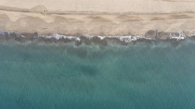 Gökyüzünden Maspalomas sahilinin manzarası