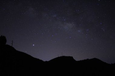 Jüpiter ve Satürn ile ufukta görünen Samanyolu.