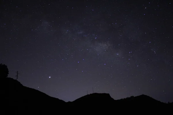 Die Milchstraße Über Dem Horizont Mit Jupiter Und Saturn — Stockfoto