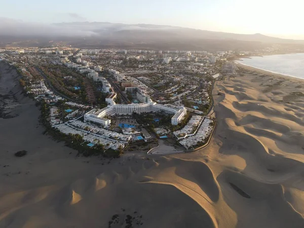 Maspaloma Kumulları 'nın doğal rezervinin havadan görünüşü