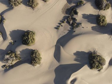 Maspaloma Kumulları 'nın doğal rezervinin havadan görünüşü