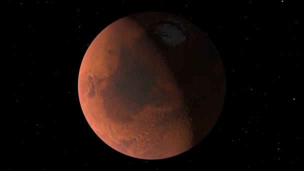 Blick Auf Den Vorbeifliegenden Mars Mit Seinen Oberflächenmerkmalen — Stockvideo