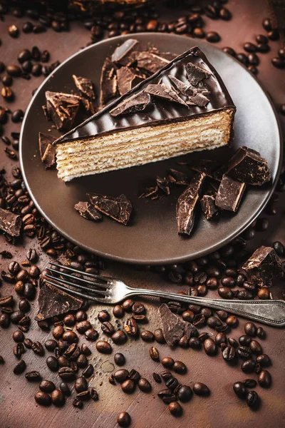 Pastel Chocolate Brownie Plato —  Fotos de Stock