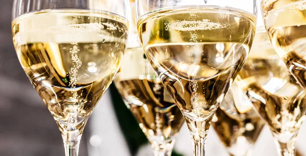 Шампанські Окуляри Крупним Планом Вечірній Фон — стокове фото