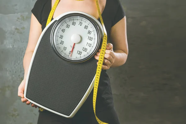 Diet Weight Young Woman Scale — Stock Photo, Image