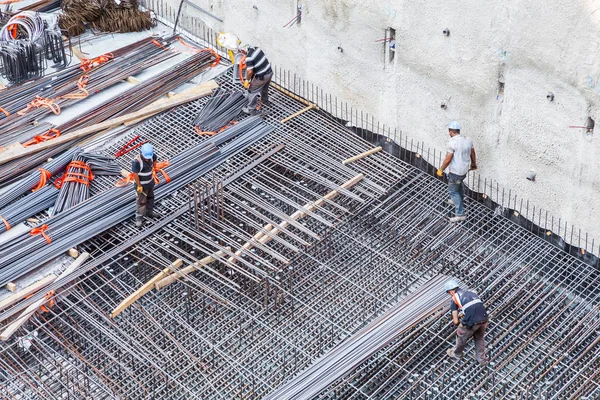 Seite Der Baustelle Mit Arbeitern Blick Von Oben — Stockfoto