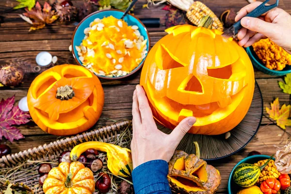 Helloween Kürbiskopf Grußkarte — Stockfoto