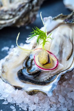 limon ve taze çiğ istiridye