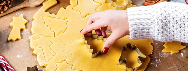 Cocción Navidad Hecha Misma Con Ingrediente Para Hornear —  Fotos de Stock