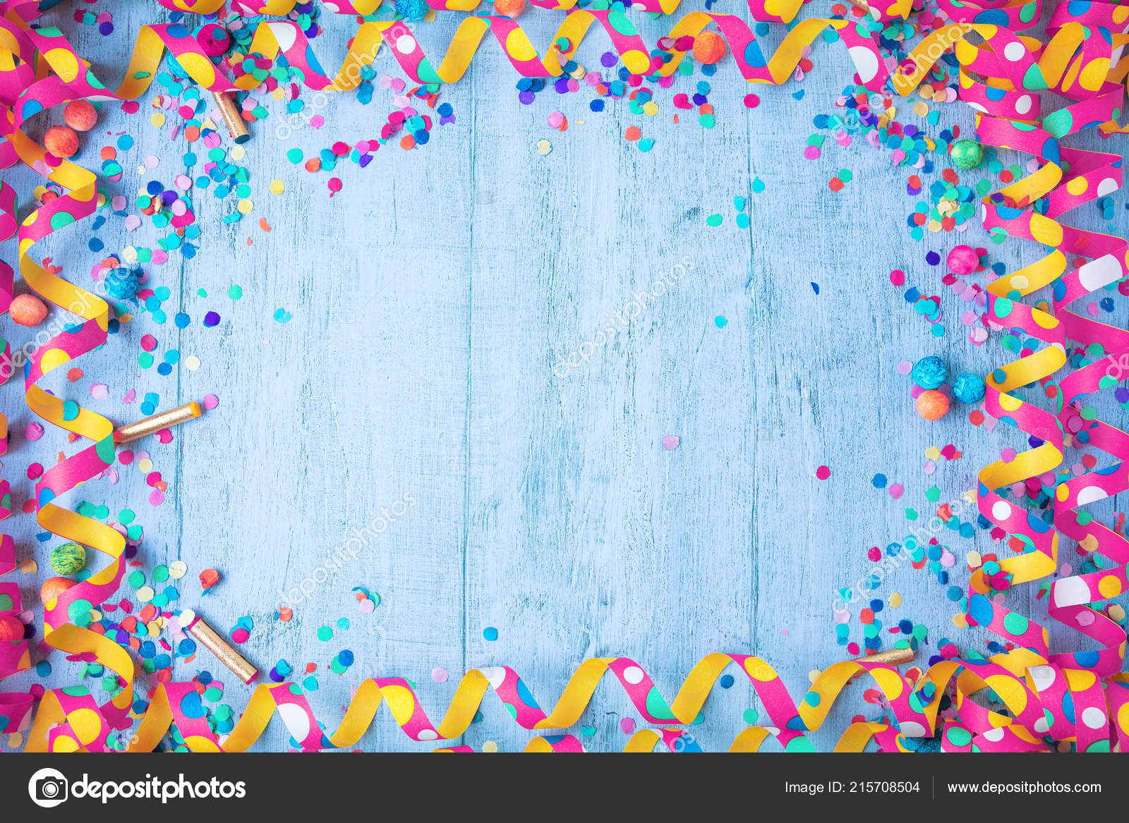 Colorful Birthday Frame Party Items Stone Background — Stock Photo