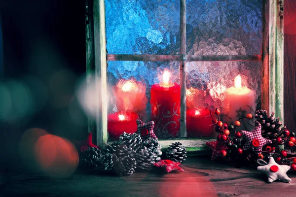 コピー スペース クリスマス ウィンドウ装飾 — ストック写真