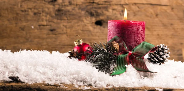 Navidad Dekoration Con Velas Nieve — Foto de Stock