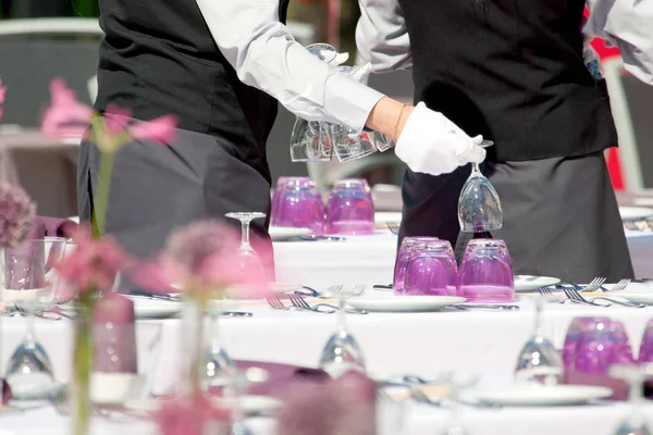 Catering Service Tischdecken Hotel — Stockfoto