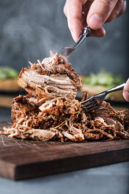 Homemade pulled pork close up clipart