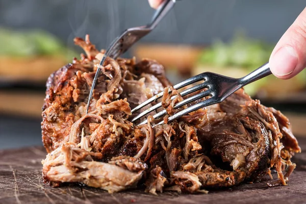 Homemade Pulled Pork Close — Stock Photo, Image