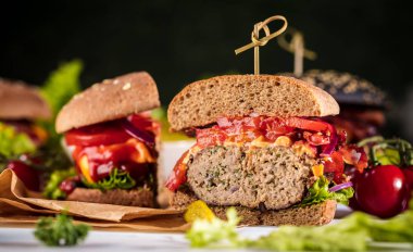 Ev yapımı Hamburger yakın çekim