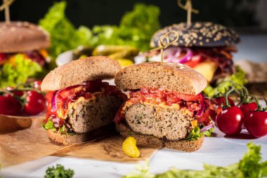 Ev yapımı Hamburger yakın çekim