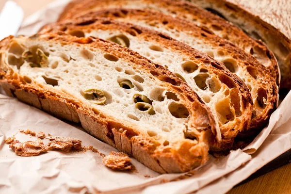 Brot Italienischen Stil Mit Oliven — Stockfoto