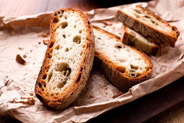 Brot Italienischen Stil Mit Oliven — Stockfoto