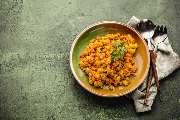 Délicieux Couscous Végétarien Maison Aux Légumes — Photo