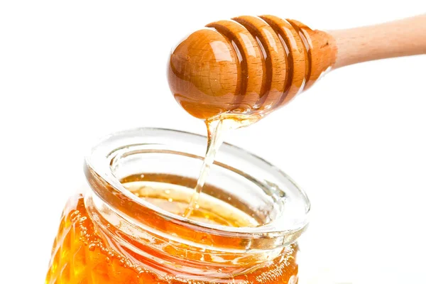 Honey Wooden Honey Dipper — Stock Photo, Image