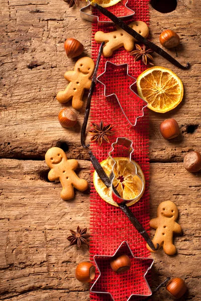 Christmas Wooden Background Spices — Stock Photo, Image