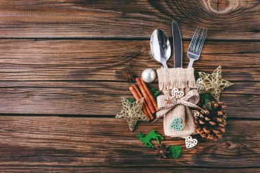 Noel sofrası kurulumu. Tatil arkaplanı