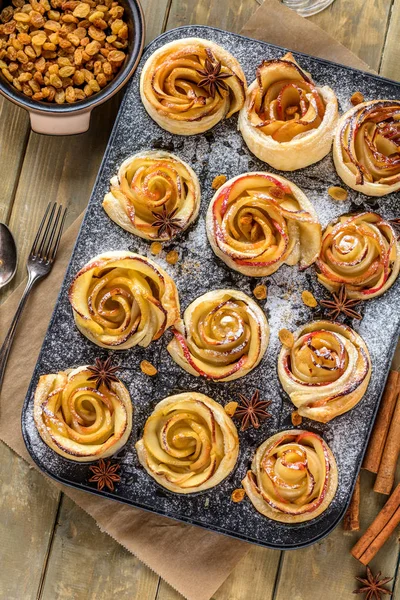 Delicioso Bonito Maçã Rosa Bolos Sopro — Fotografia de Stock