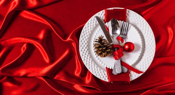 Bella Tavola Natale Con Decorazioni — Foto Stock