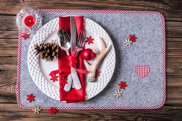 Mesa Navidad Lugar Ajuste Fondo Vacaciones — Foto de Stock