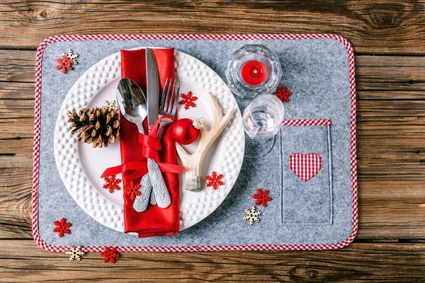 Christmas Table Place Setting Holidays Background — Stock Photo, Image