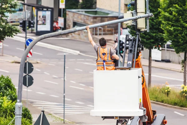 Pracovníci Výstavbě Silnic Průmyslu Týmové Práci — Stock fotografie