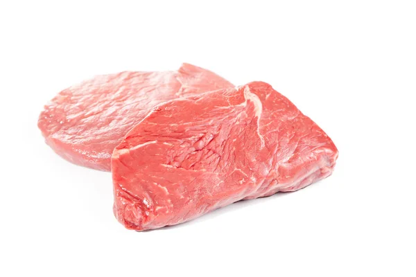 Hovězí Steaky Kořením Izolovaných Bílém Pozadí — Stock fotografie