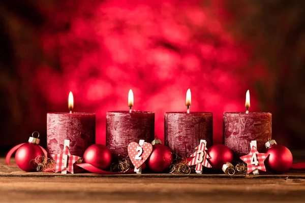 Weihnachtskerzen Und Lichter Weihnachtlicher Hintergrund — Stockfoto