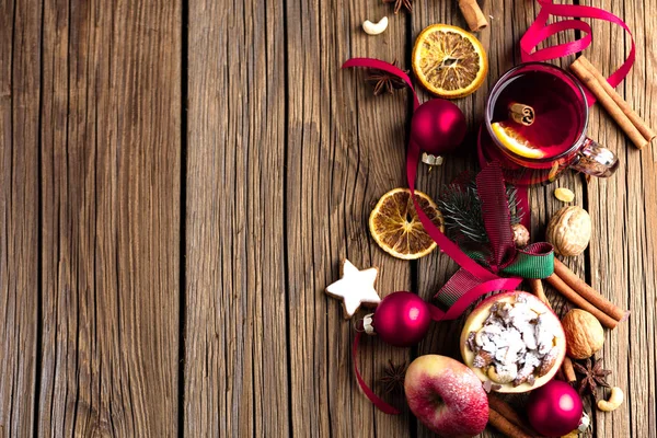 Fruit Dessert Baked Red Apples Stuffed Granola — Stock Photo, Image