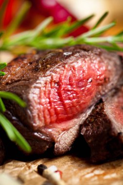 Izgara geyik filetosu, kapat.