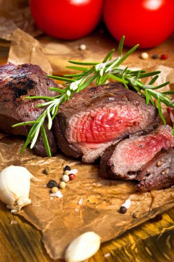 Izgara geyik filetosu, kapat.