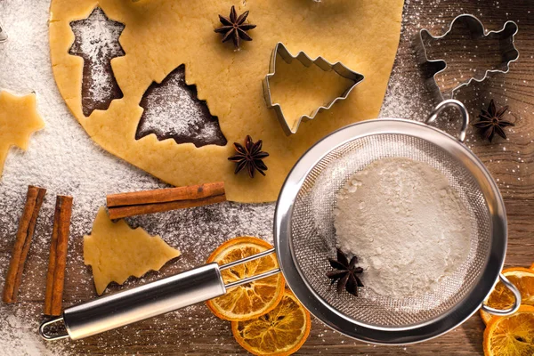 Navidad Hornear Galletas Jengibre Fondo Alimentos —  Fotos de Stock