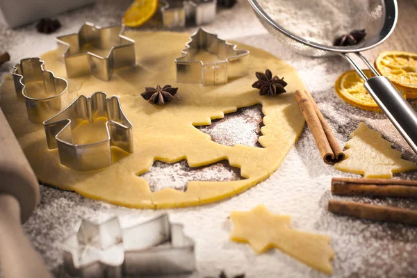 Noël Cuisson Biscuits Pain Épice Fond Alimentaire — Photo