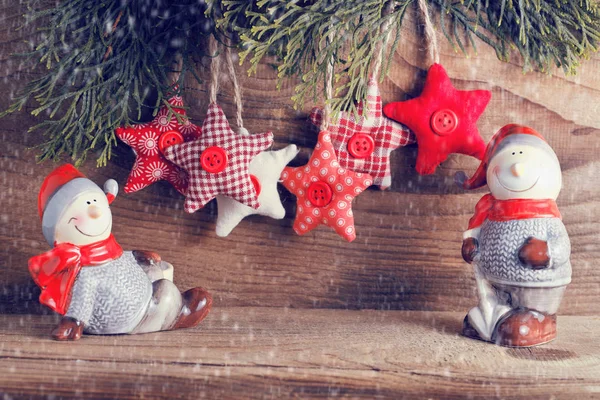 Bodegón Navidad Juguetes Rojos Ramas Abeto Adornos Decorativos Navidad —  Fotos de Stock