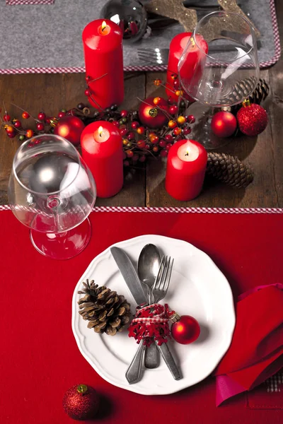 Beautiful Christmas Table Setting Decorations — Stock Photo, Image