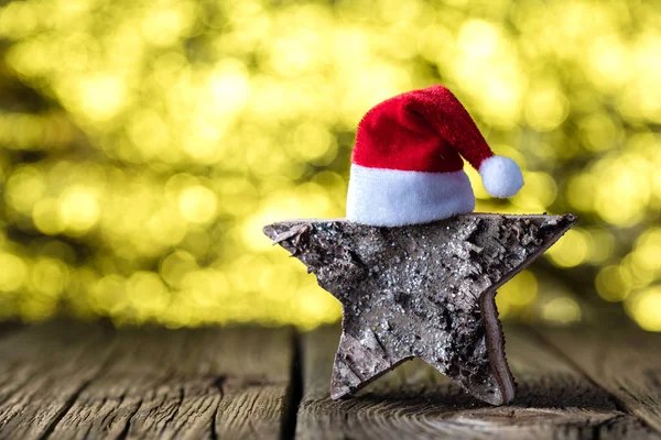 Decoração Festiva Natal Sobre Fundo Placa Madeira — Fotografia de Stock